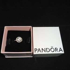 Pandora Silver Ring with Sparkling Clear Stone